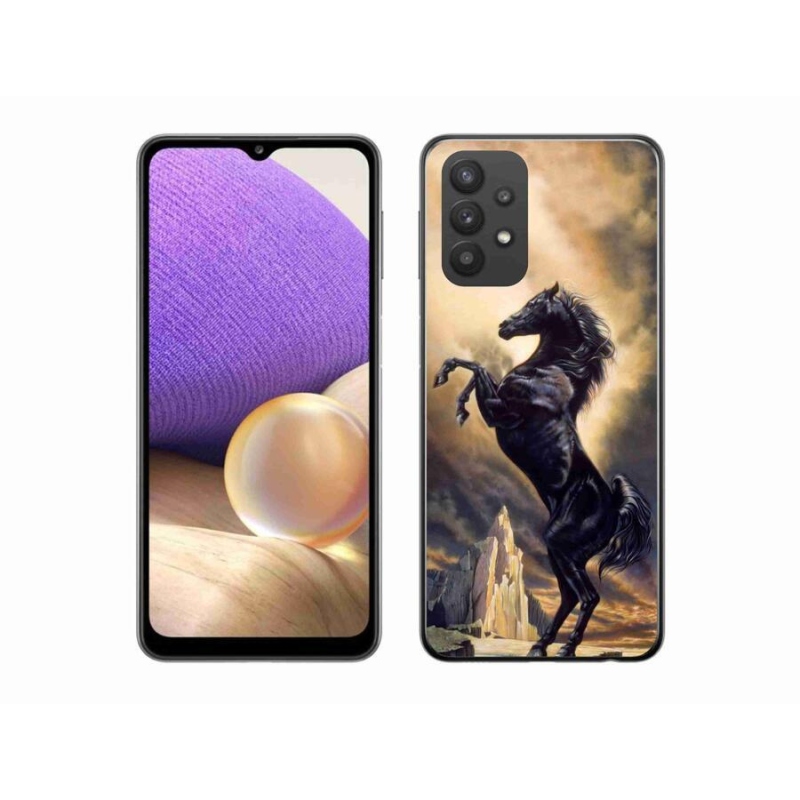 Zselés borítás mmCase Samsung Galaxy A32 5G - fekete rajzfilm lóhoz