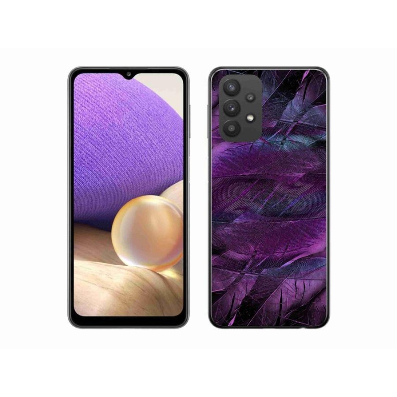 Gél védőhuzat mmCase Samsung Galaxy A32 5G - lila tollakhoz