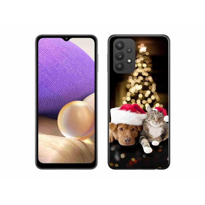 Gél borítás mmCase Samsung Galaxy A32 5G - Karácsonyi kutya és macska