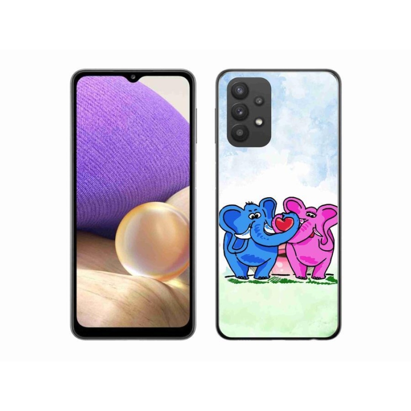 Gél borító mmCase a mobiltelefonon Samsung Galaxy A32 5G - szerelmes elefántok