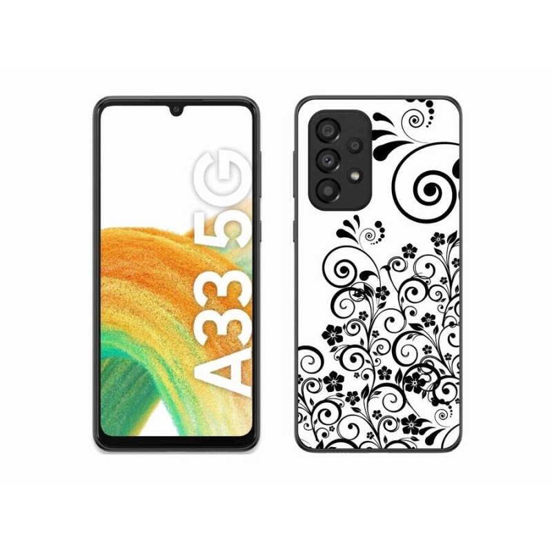 Zselés borítás mmCase Samsung Galaxy A33 5G - fekete-fehér virágmintás borítás