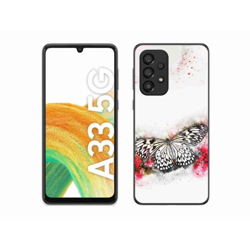 Gél védőhuzat mmCase Samsung Galaxy A33 5G - fekete-fehér pillangóhoz