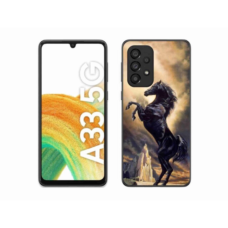 Gél védőhuzat mmCase Samsung Galaxy A33 5G - fekete rajzfilm lóhoz
