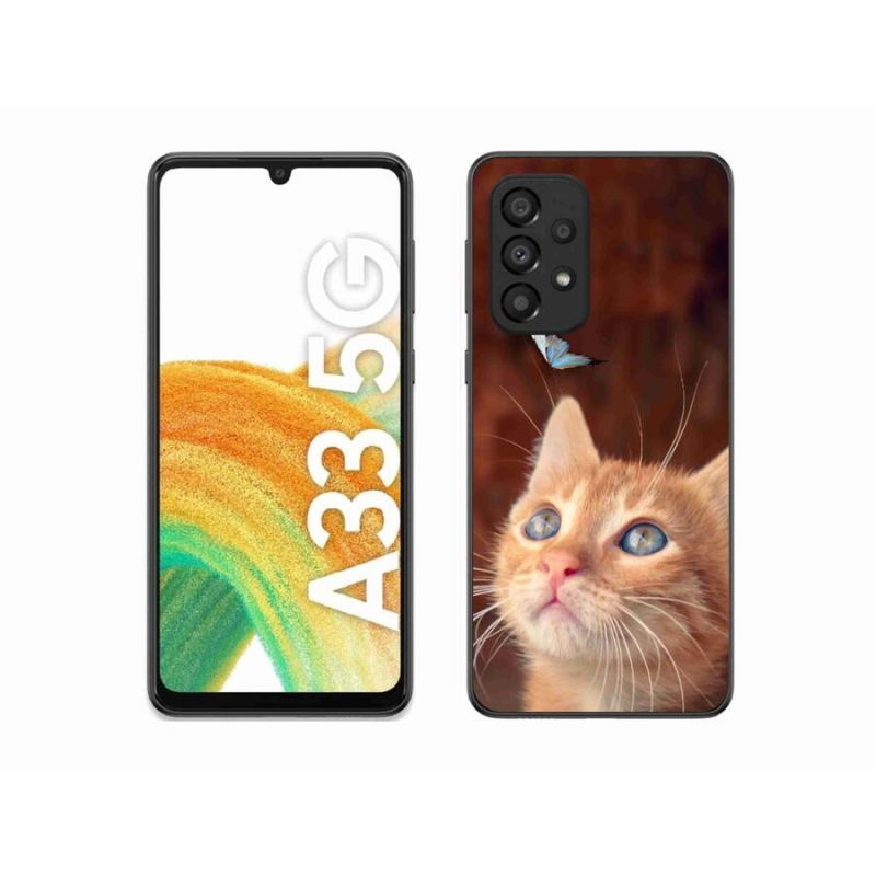 Gél borítás mmCase Samsung Galaxy A33 5G - pillangó és cica - Samsung Galaxy A33 5G számára
