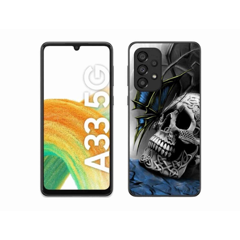 Gél borító mmCase Samsung Galaxy A33 5G - pillangó és koponya - Samsung Galaxy A33 5G számára