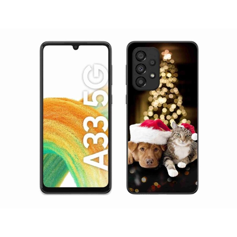Gél borítás mmCase Samsung Galaxy A33 5G - Karácsonyi kutya és macska