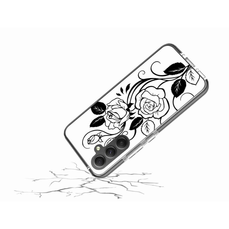 Zselés borítás mmCase Samsung Galaxy A34 5G - fekete és fehér rózsa