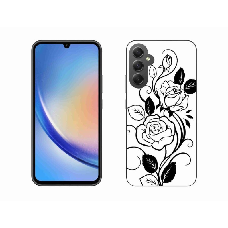 Zselés borítás mmCase Samsung Galaxy A34 5G - fekete és fehér rózsa