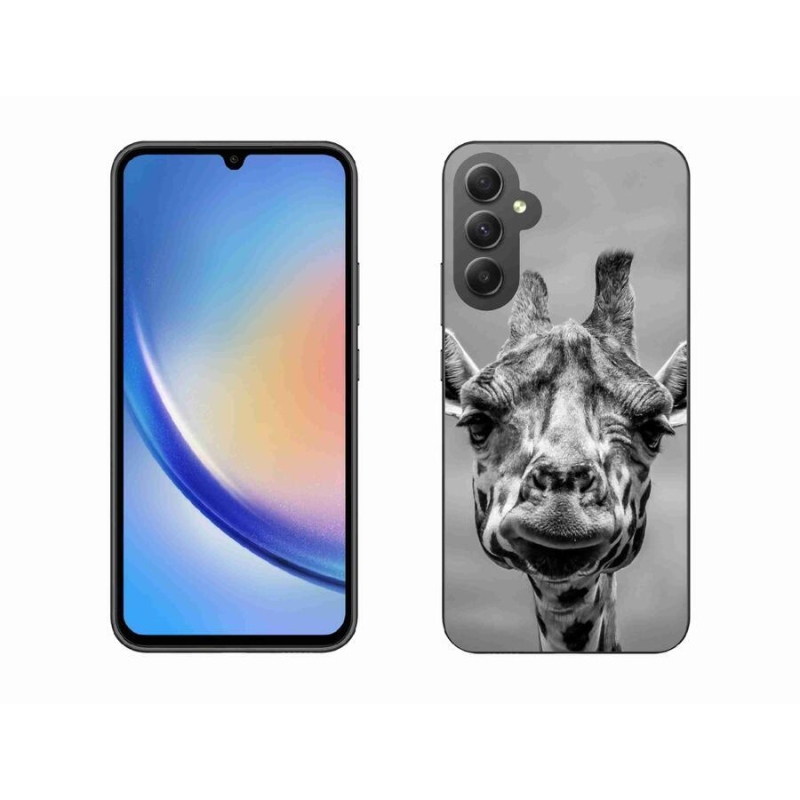 Zselés borítás mmCase Samsung Galaxy A34 5G - fekete-fehér zsiráfhoz