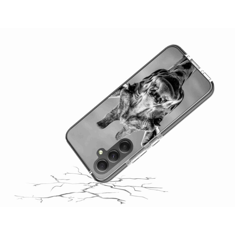 Zselés borítás mmCase Samsung Galaxy A34 5G - fekete-fehér zsiráfhoz