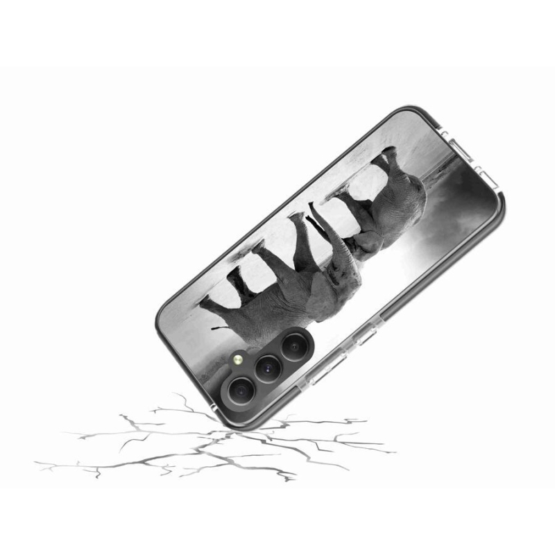 Zselés borítás mmCase Samsung Galaxy A34 5G - fekete és fehér elefántokhoz