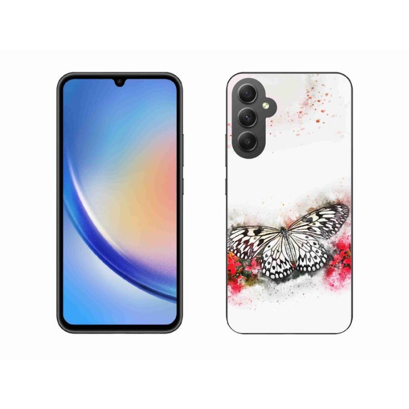 Zselés borítás mmCase Samsung Galaxy A34 5G - fekete-fehér pillangóhoz