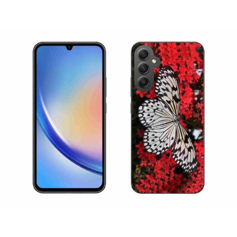 Gél védőhuzat mmCase Samsung Galaxy A34 5G - fekete-fehér pillangó 1