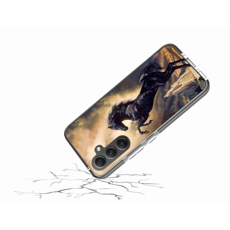 Gél borítás mmCase Samsung Galaxy A34 5G - fekete rajzfilm lóhoz