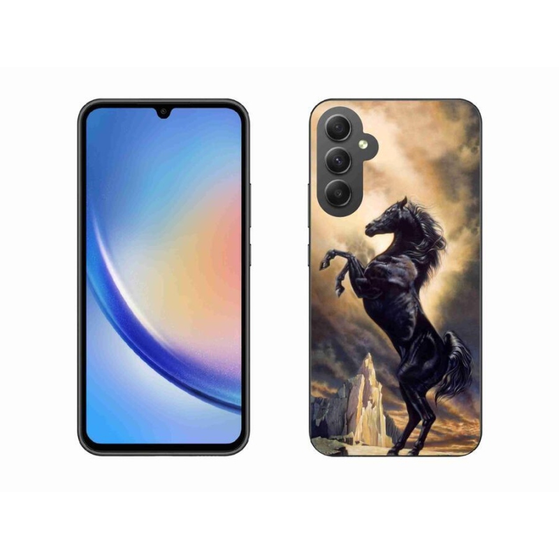 Gél borítás mmCase Samsung Galaxy A34 5G - fekete rajzfilm lóhoz