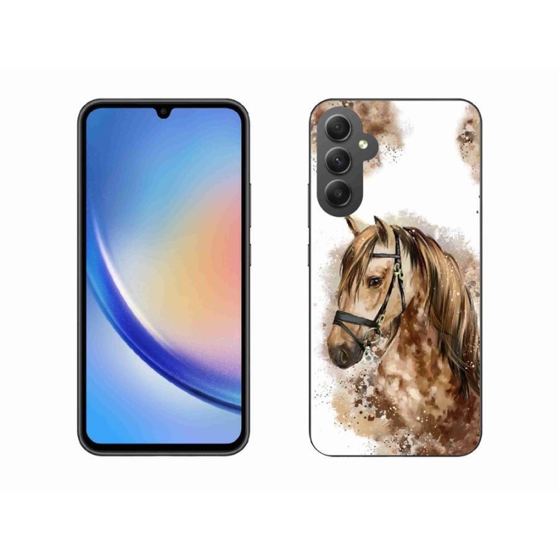 Zselés borítás mmCase Samsung Galaxy A34 5G - barna rajzfilm lóhoz