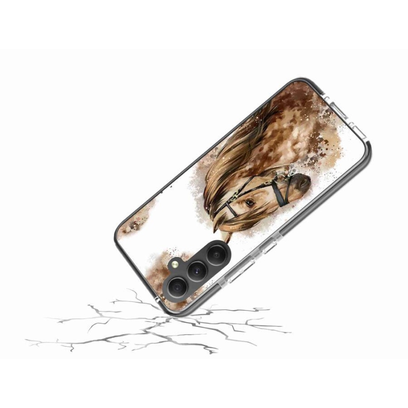 Zselés borítás mmCase Samsung Galaxy A34 5G - barna rajzfilm lóhoz