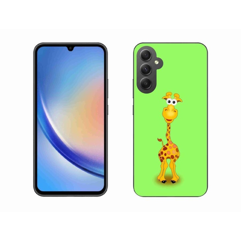Zselés borítás mmCase Samsung Galaxy A34 5G - rajzfilm zsiráfhoz