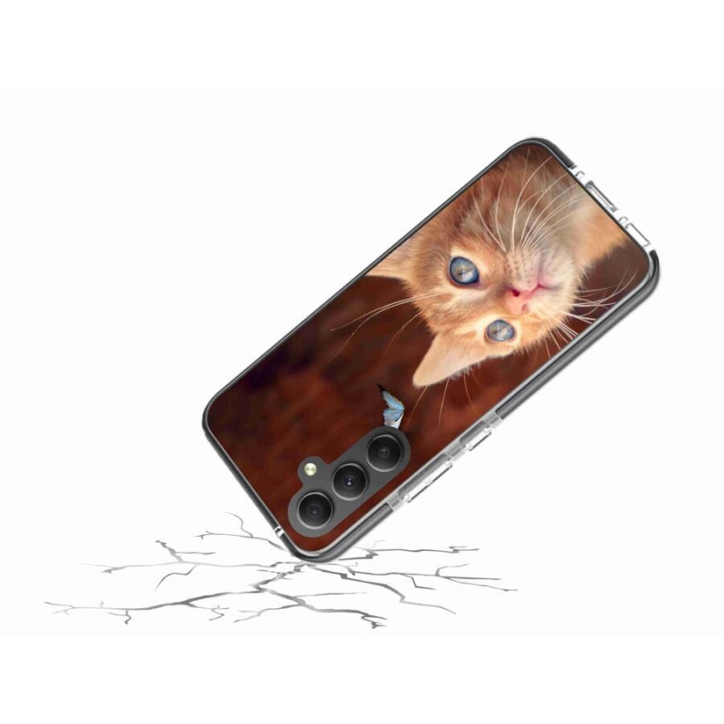 Gél borító mmCase Samsung Galaxy A34 5G - pillangó és cica - Samsung Galaxy A34 5G számára