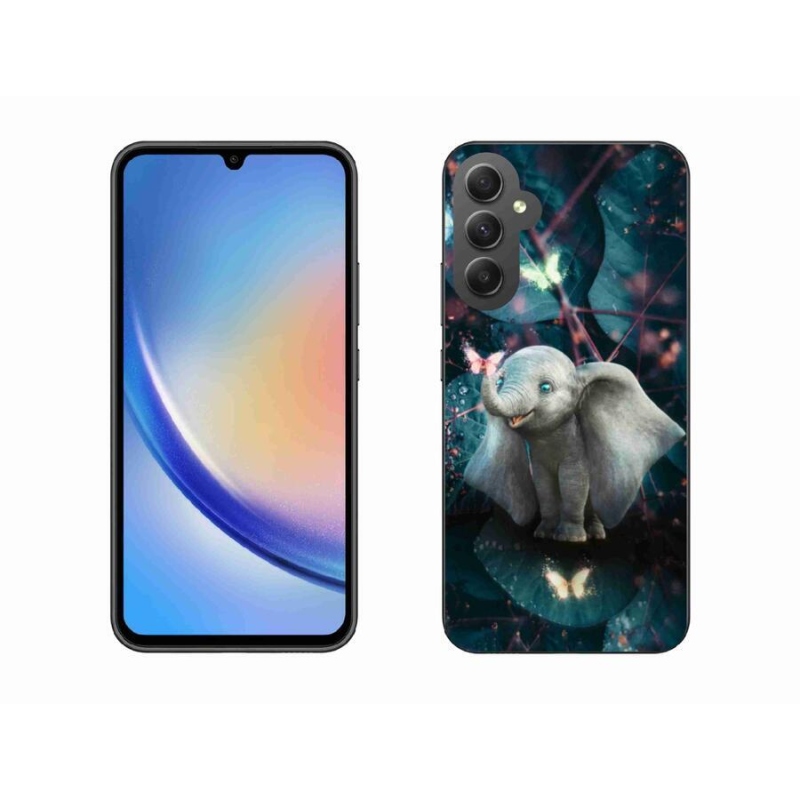 Gél borítás mmCase Samsung Galaxy A34 5G - aranyos elefánthoz