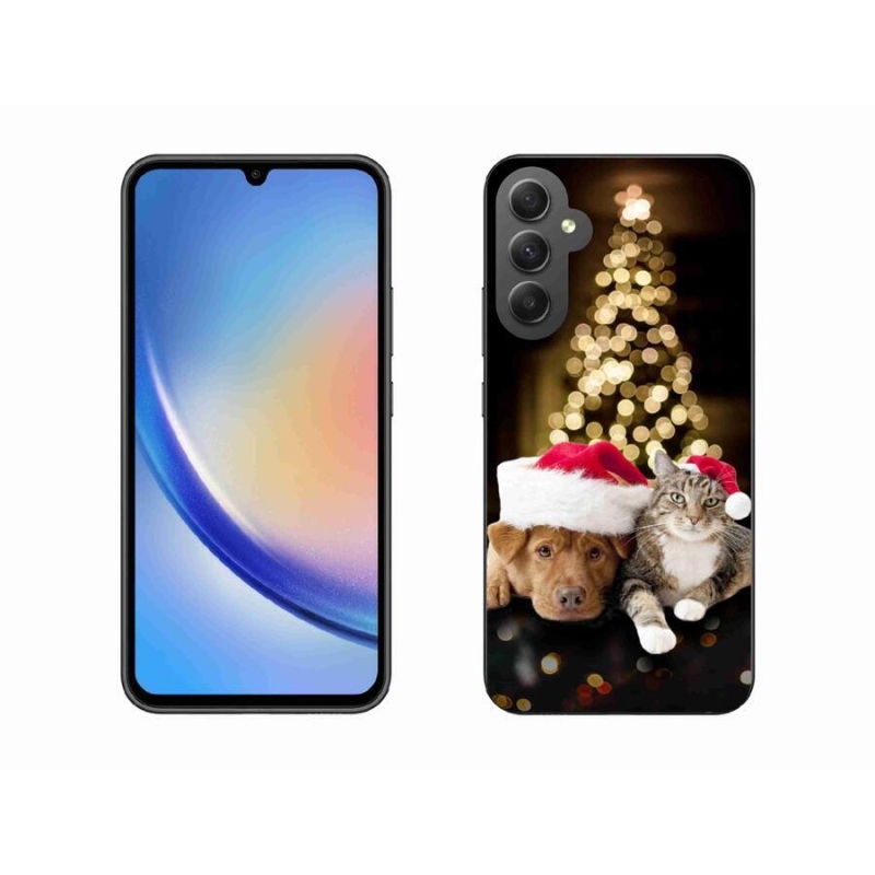 Gél borítás mmCase Samsung Galaxy A34 5G - Karácsonyi kutya és macska