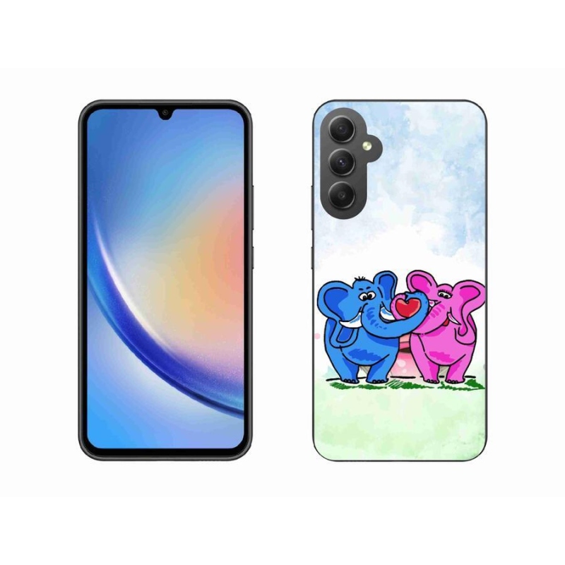 Gél borító mmCase a mobiltelefonon Samsung Galaxy A34 5G - szerelmes elefántok