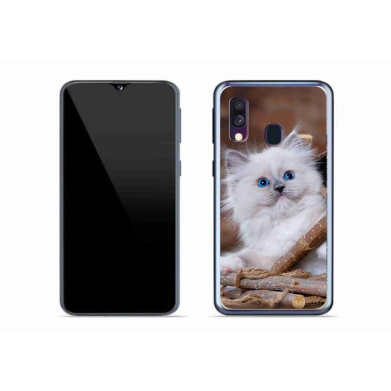 Gél védőhuzat mmCase Samsung Galaxy A40 készülékhez - fehér cica