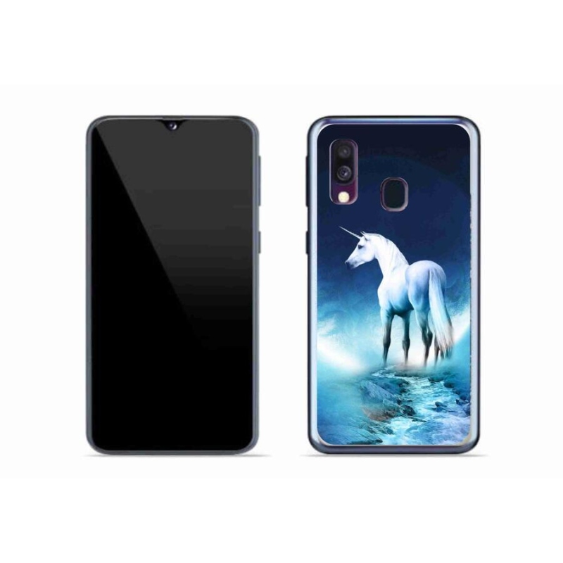 Zselés borítás mmCase Samsung Galaxy A40 készülékhez - fehér egyszarvú
