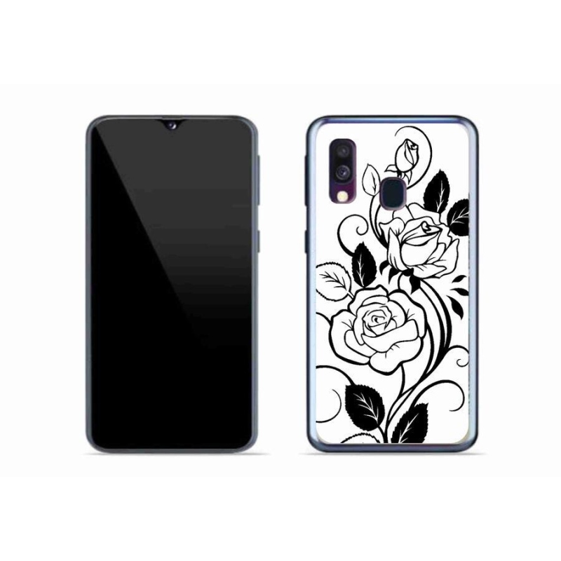Zselés borítás mmCase Samsung Galaxy A40 készülékhez - fekete és fehér rózsa