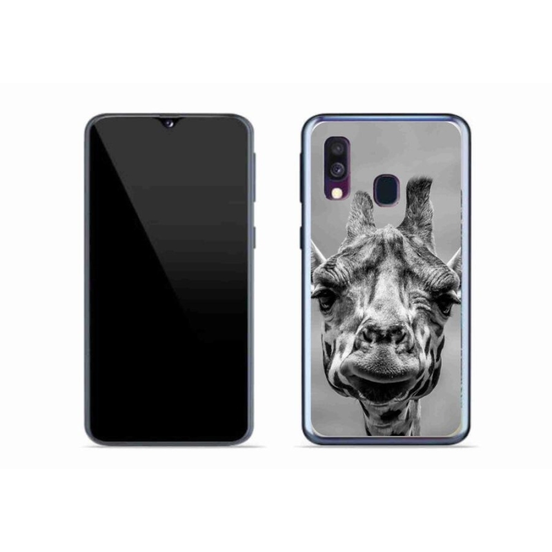 Zselés borítás mmCase Samsung Galaxy A40 készülékhez - fekete-fehér zsiráf
