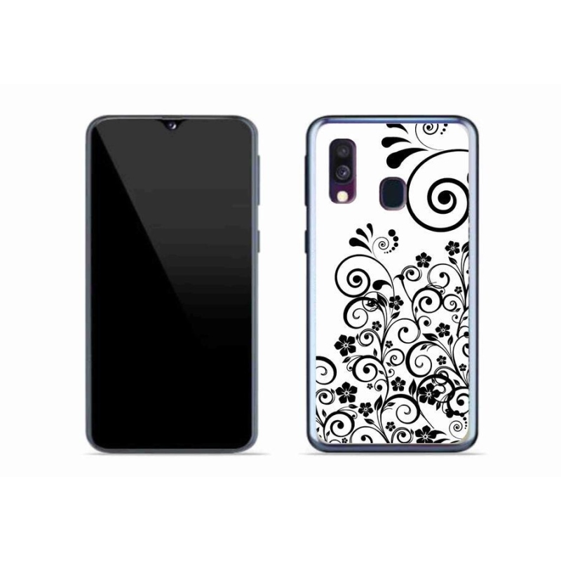 Zselés borítás mmCase Samsung Galaxy A40 készülékhez - fekete-fehér virágminták