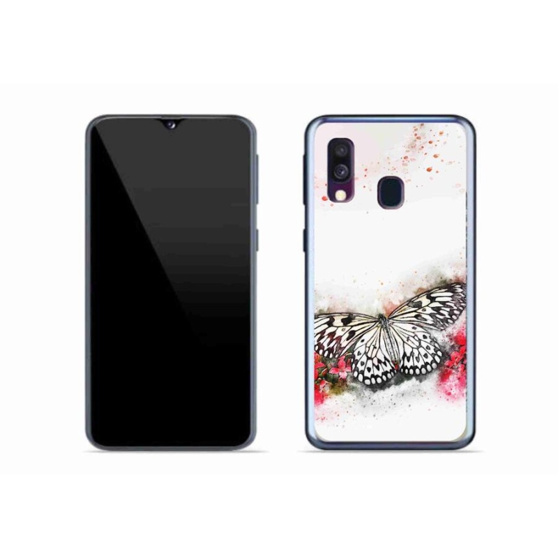 Zselés borítás mmCase Samsung Galaxy A40 készülékhez - fekete-fehér pillangó