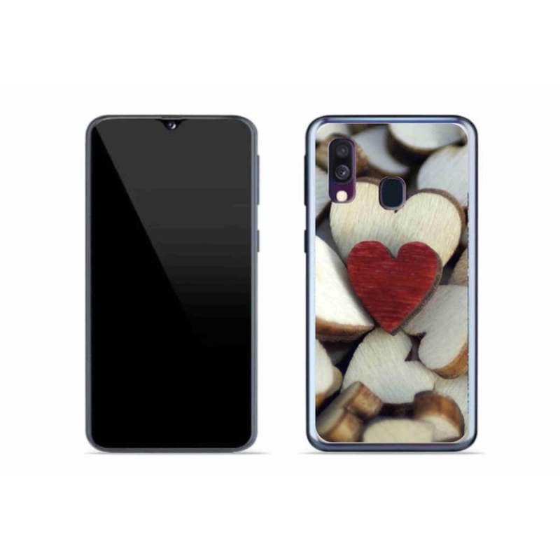 Gél borítás mmCase Samsung Galaxy A40 készülékhez - gravírozott piros szív