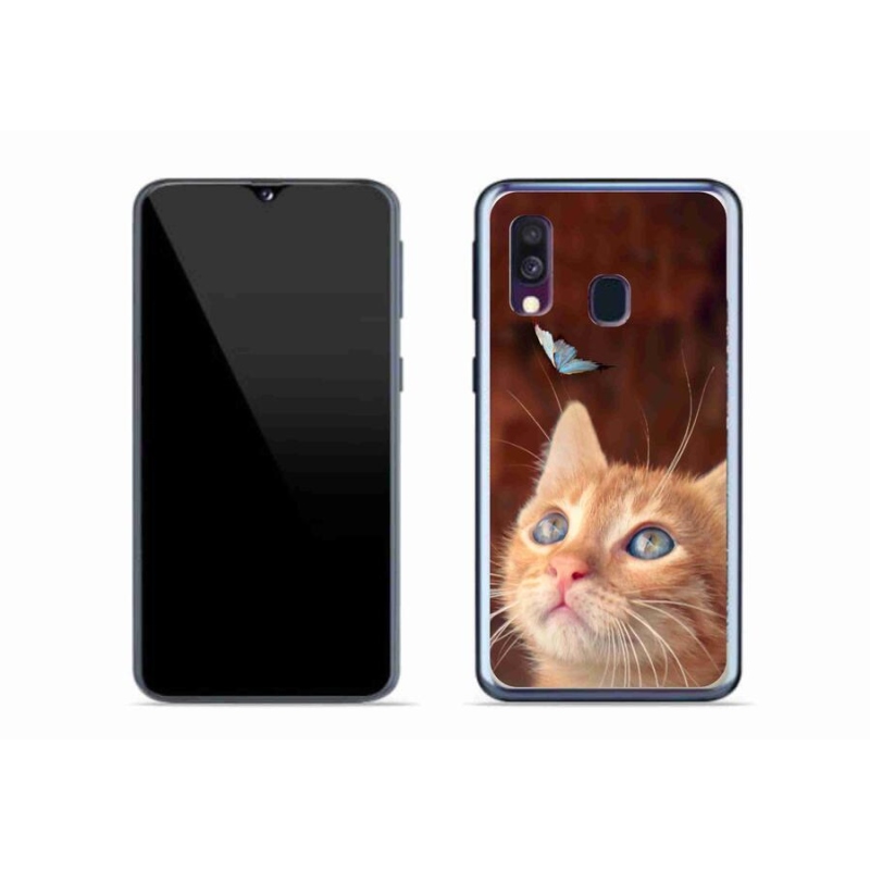 Gél borítás mmCase Samsung Galaxy A40 készülékhez - pillangó és cica