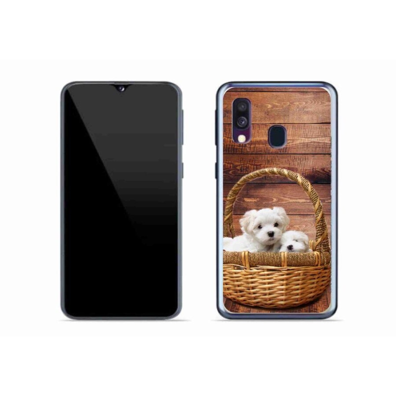 Gél borítás mmCase Samsung Galaxy A40 készülékhez - kölyökkutyák