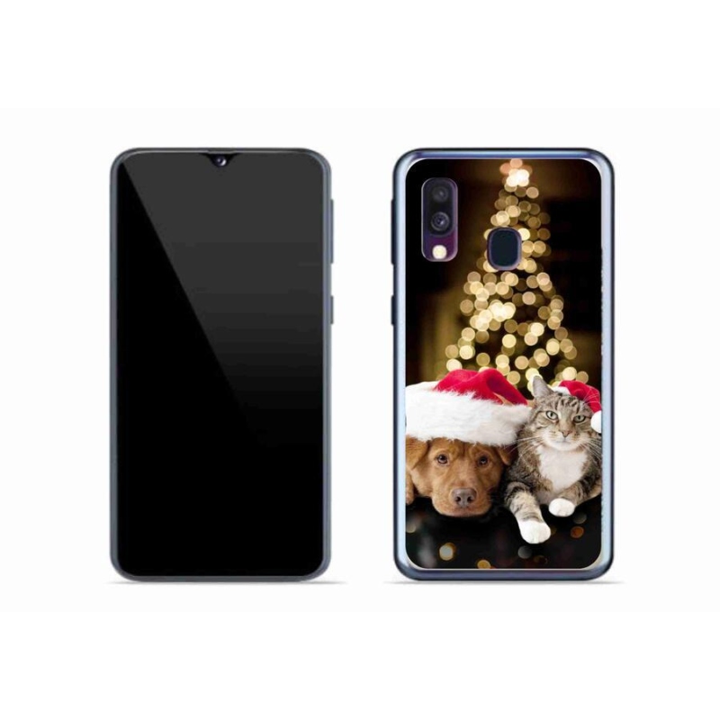 Gél borítás mmCase Samsung Galaxy A40 készülékhez - Karácsonyi kutya és macska