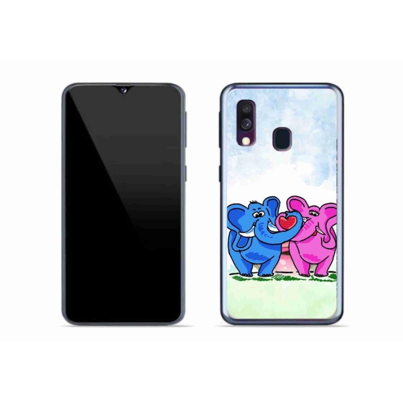 Gél borító mmCase a mobiltelefon Samsung Galaxy A40 - szerelmes elefántok