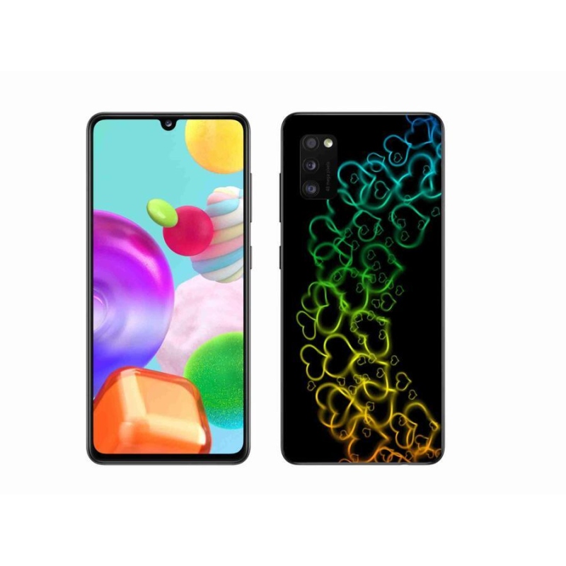 Gél borító mmCase a mobiltelefon Samsung Galaxy A41 - színes szívecskék