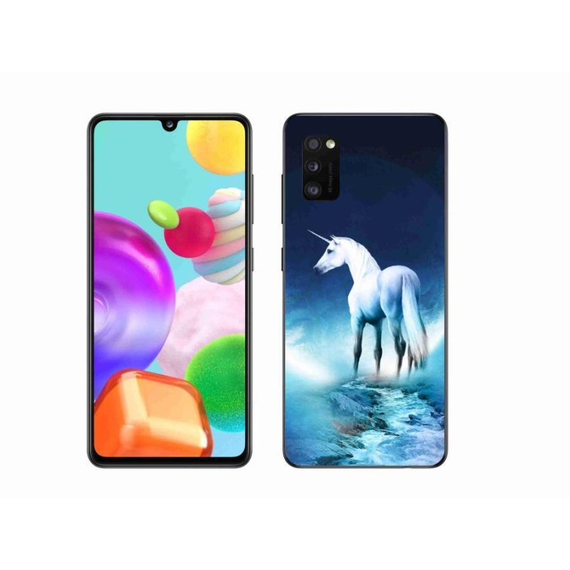 Gél védőhuzat mmCase Samsung Galaxy A41 készülékhez - fehér egyszarvú