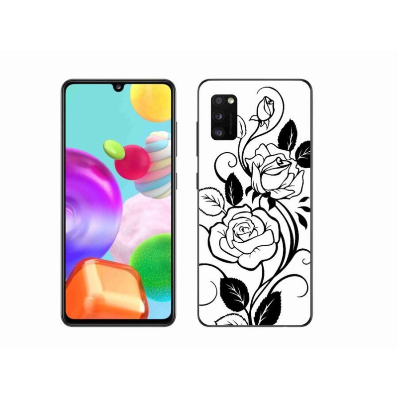 Zselés borítás mmCase Samsung Galaxy A41 - fekete és fehér rózsa