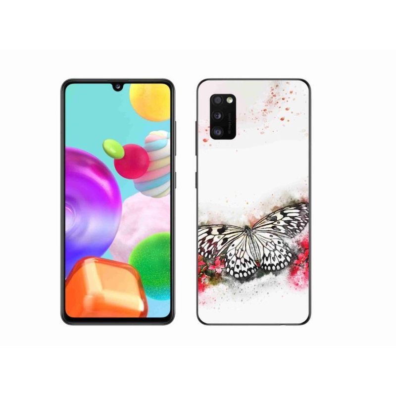 Zselés borítás mmCase Samsung Galaxy A41 - fekete-fehér pillangóhoz