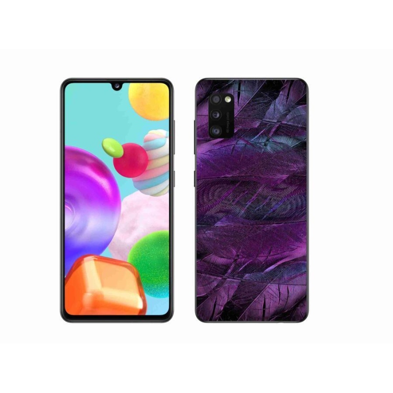 Gél védőhuzat mmCase Samsung Galaxy A41 készülékhez - lila tollak