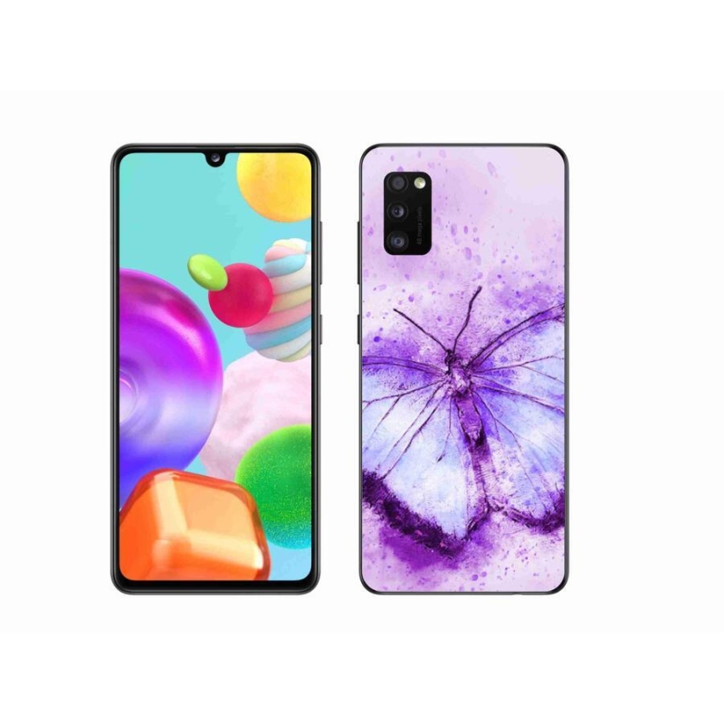 Gél védőhuzat mmCase Samsung Galaxy A41 - lila pillangóhoz