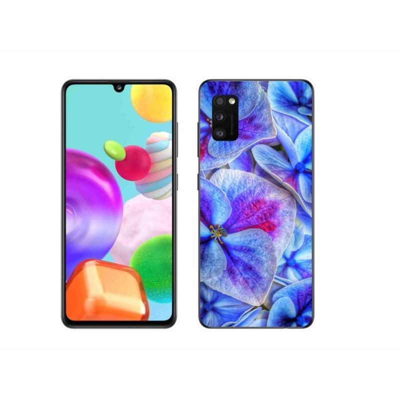 Gél védőhuzat mmCase mobiltelefonhoz Samsung Galaxy A41 - kék virágok 1