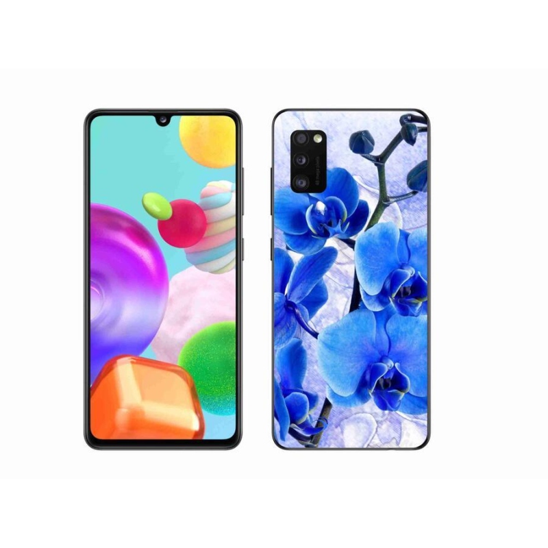 Gél védőhuzat mmCase Samsung Galaxy A41 készülékhez - kék virágok