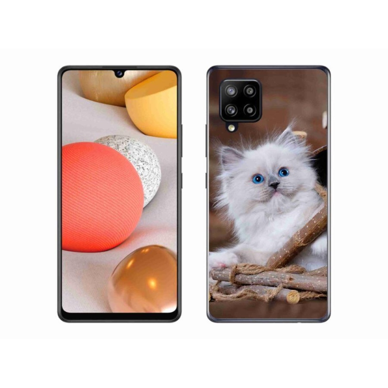 Gél védőhuzat mmCase Samsung Galaxy A42 5G - fehér cica