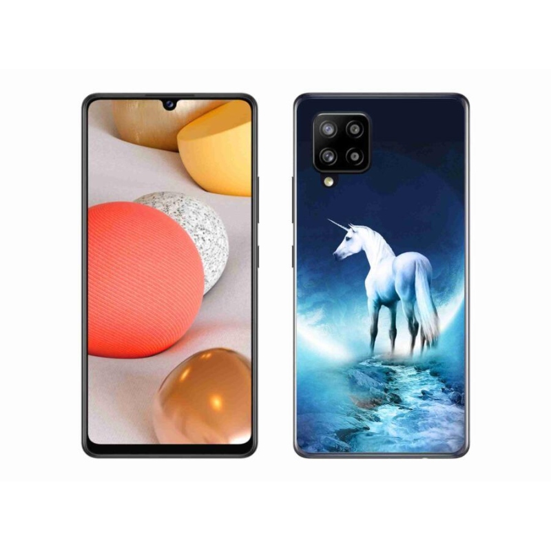 Gél védőhuzat mmCase Samsung Galaxy A42 5G - fehér egyszarvúhoz