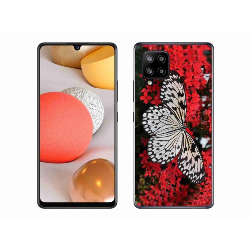 Zselés borítás mmCase Samsung Galaxy A42 5G - fekete-fehér pillangó 1