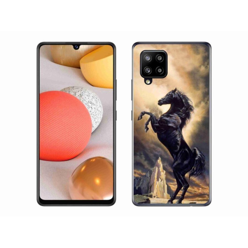 Zselés borítás mmCase Samsung Galaxy A42 5G - fekete rajzfilm lóhoz