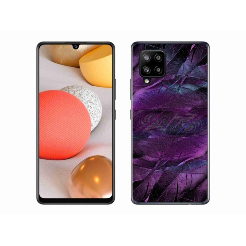 Gél védőhuzat mmCase Samsung Galaxy A42 5G - lila tollakhoz